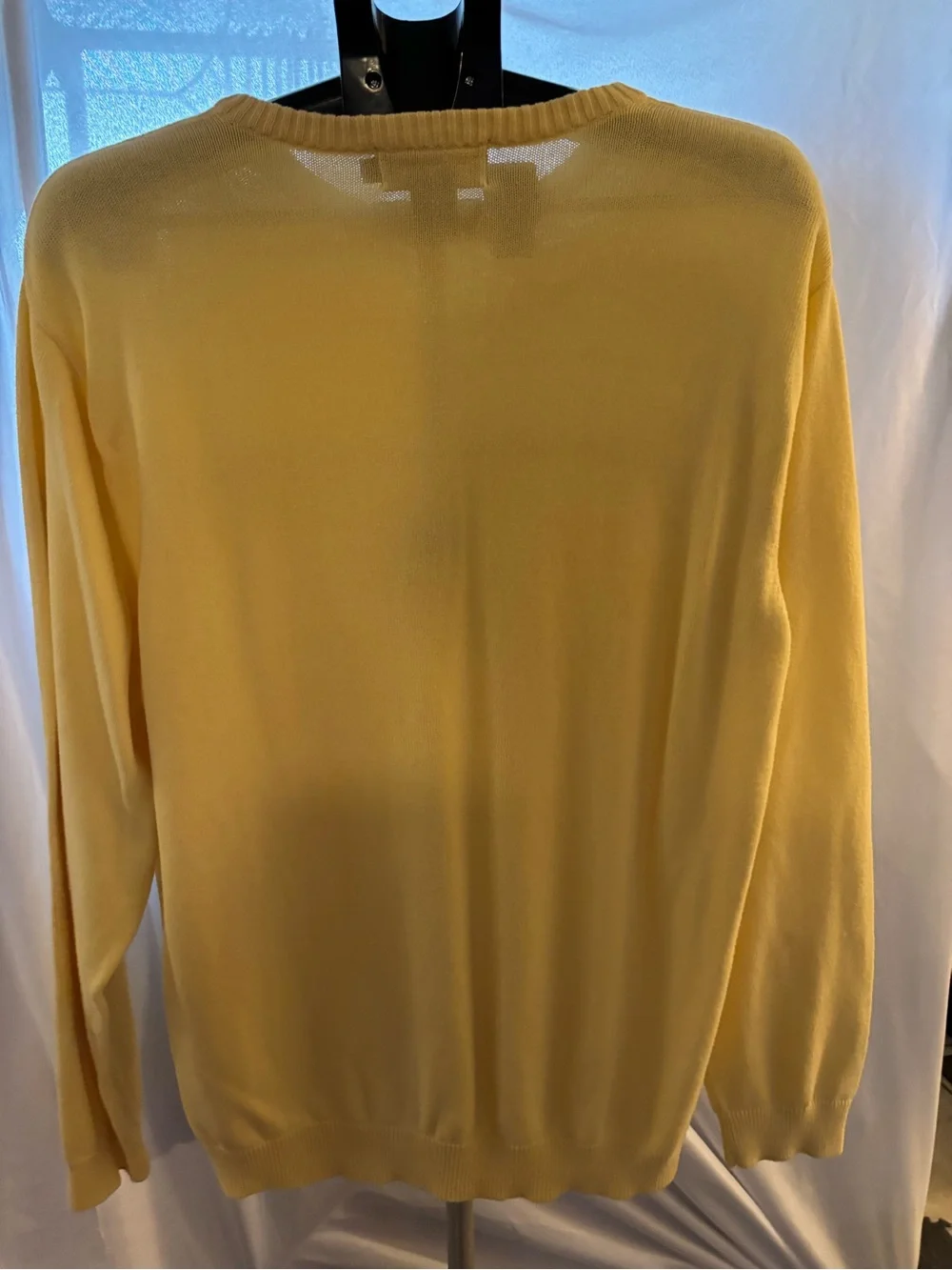 Chaps Men's Yellow Crewneck Sweater with Black Chest Stripe